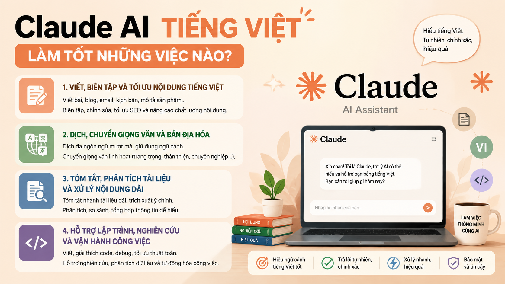 Claude AI tiếng Việt làm tốt những việc nào? - claude ai tiếng việt