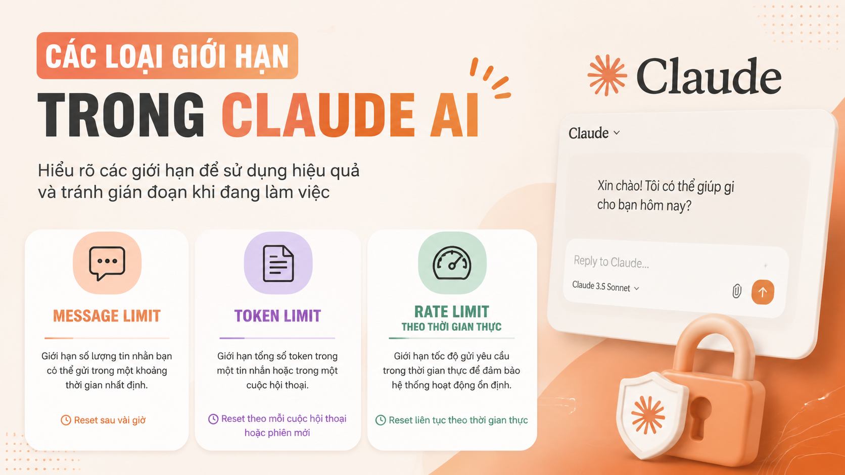 Các loại giới hạn trong Claude AI - claude limit bao lâu reset