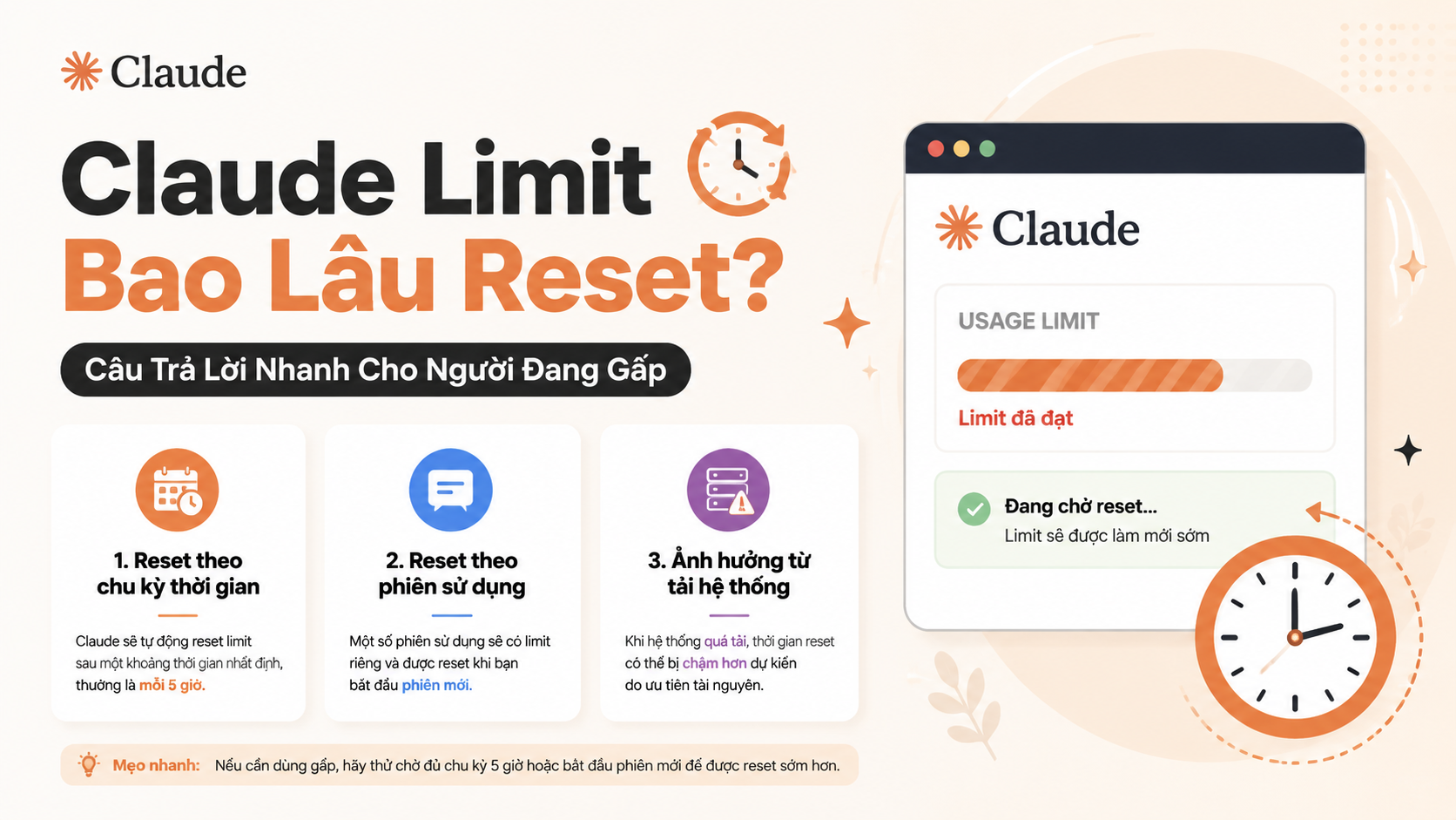 Khi nào Claude reset limit? - claude limit bao lâu reset