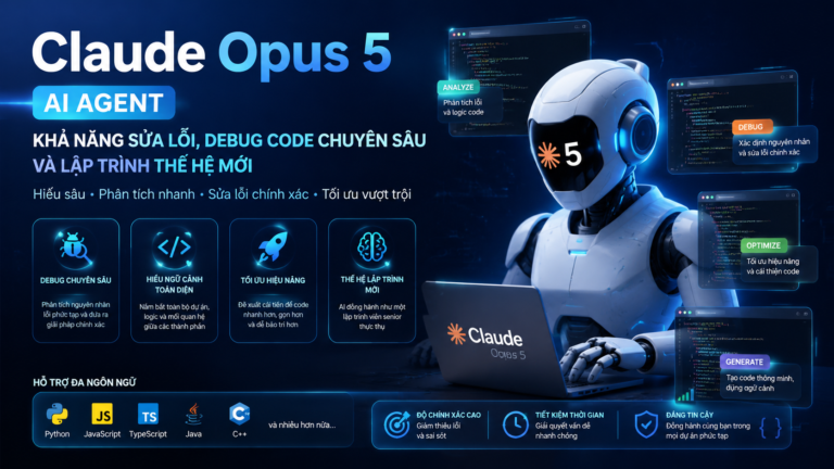 Claude Opus 5 AI Agent: Khả năng sửa lỗi, debug code chuyên sâu và lập trình thế hệ mới - Claude Opus 5 AI AgentClaude Opus 5 debug codeClaude Opus 5 Claude CodeClaude Opus 5 codingClaude Opus 5 có miễn phí khôngcách sử dụng Claude Opus 5Claude Opus 5 APIgiá Claude Opus 5Claude Opus 5 vs Fable 5Claude Opus 5 vs Sonnet 5Claude Opus 5 vs Opus 4.8Claude Opus 5 có gì mớiđánh giá Claude Opus 5Claude Opus 5 ra mắtClaude Opus 5 là gì, Claude Opus 5, Anthropic Opus 5Claude Opus 5 mới, Anthropic ra mắt Claude Opus 5review Claude Opus 5, Claude Opus 5 có tốt khôngtính năng Claude Opus 5, Claude Opus 5 mới nhấtso sánh Claude Opus 5, Opus 5 và Opus 4.8so sánh Opus 5 và Sonnet 5, Claude Sonnet 5Opus 5 và Fable 5, so sánh Claude 5Claude Opus 5 pricing, giá API Claude Opus 5API Claude Opus 5, claude-opus-5 APIhướng dẫn Claude Opus 5, dùng Claude Opus 5tài khoản Claude Opus 5, gói Claude Opus 5Claude Opus 5 lập trình, AI viết code ClaudeClaude Code Opus 5, coding agent ClaudeAI sửa lỗi code, Claude debug codeClaude Agent, agentic workflow Claude