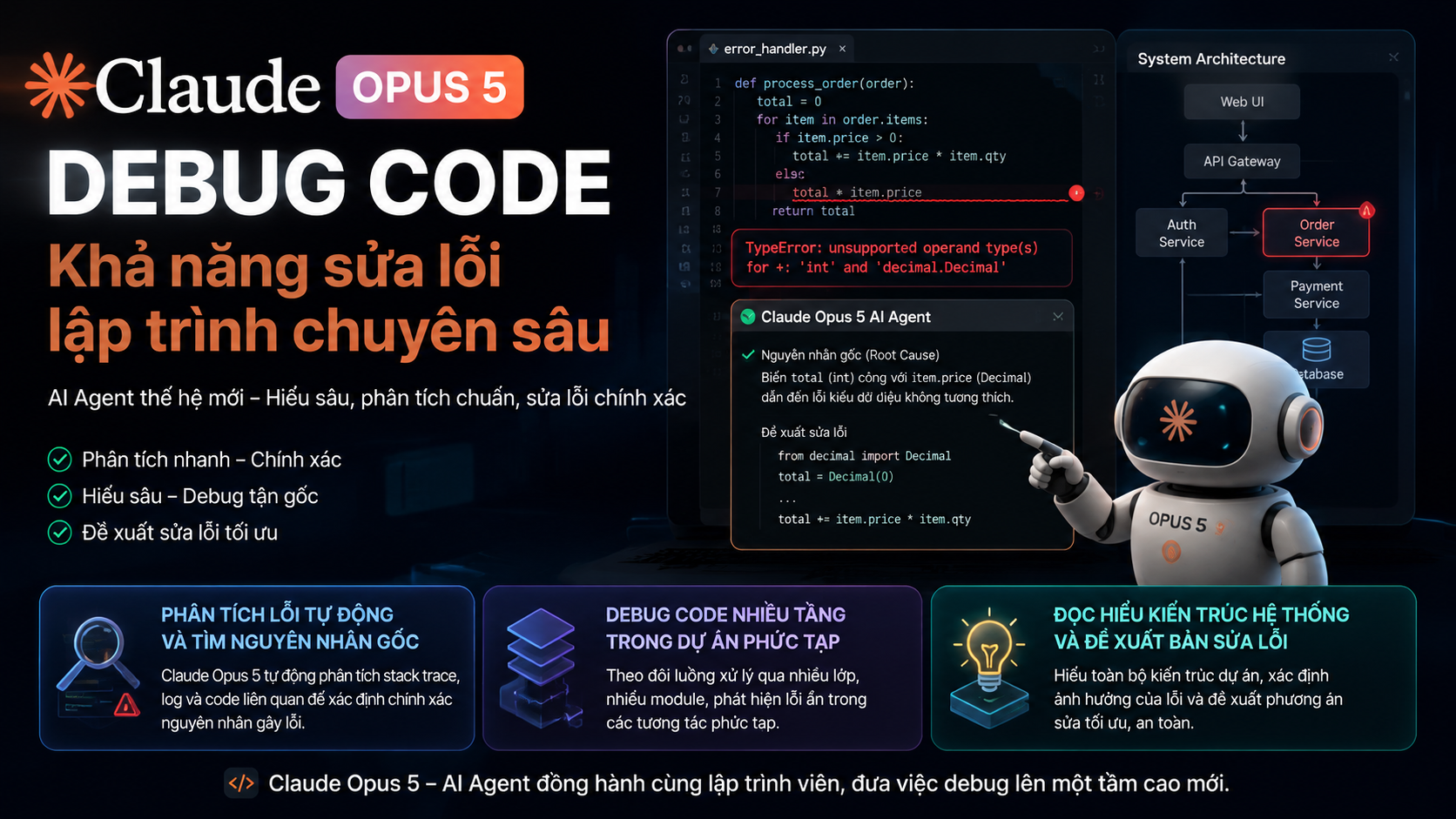 Claude Opus 5 debug code: Khả năng sửa lỗi lập trình chuyên sâu - Claude Opus 5 AI AgentClaude Opus 5 debug codeClaude Opus 5 Claude CodeClaude Opus 5 codingClaude Opus 5 có miễn phí khôngcách sử dụng Claude Opus 5Claude Opus 5 APIgiá Claude Opus 5Claude Opus 5 vs Fable 5Claude Opus 5 vs Sonnet 5Claude Opus 5 vs Opus 4.8Claude Opus 5 có gì mớiđánh giá Claude Opus 5Claude Opus 5 ra mắtClaude Opus 5 là gì, Claude Opus 5, Anthropic Opus 5Claude Opus 5 mới, Anthropic ra mắt Claude Opus 5review Claude Opus 5, Claude Opus 5 có tốt khôngtính năng Claude Opus 5, Claude Opus 5 mới nhấtso sánh Claude Opus 5, Opus 5 và Opus 4.8so sánh Opus 5 và Sonnet 5, Claude Sonnet 5Opus 5 và Fable 5, so sánh Claude 5Claude Opus 5 pricing, giá API Claude Opus 5API Claude Opus 5, claude-opus-5 APIhướng dẫn Claude Opus 5, dùng Claude Opus 5tài khoản Claude Opus 5, gói Claude Opus 5Claude Opus 5 lập trình, AI viết code ClaudeClaude Code Opus 5, coding agent ClaudeAI sửa lỗi code, Claude debug codeClaude Agent, agentic workflow Claude