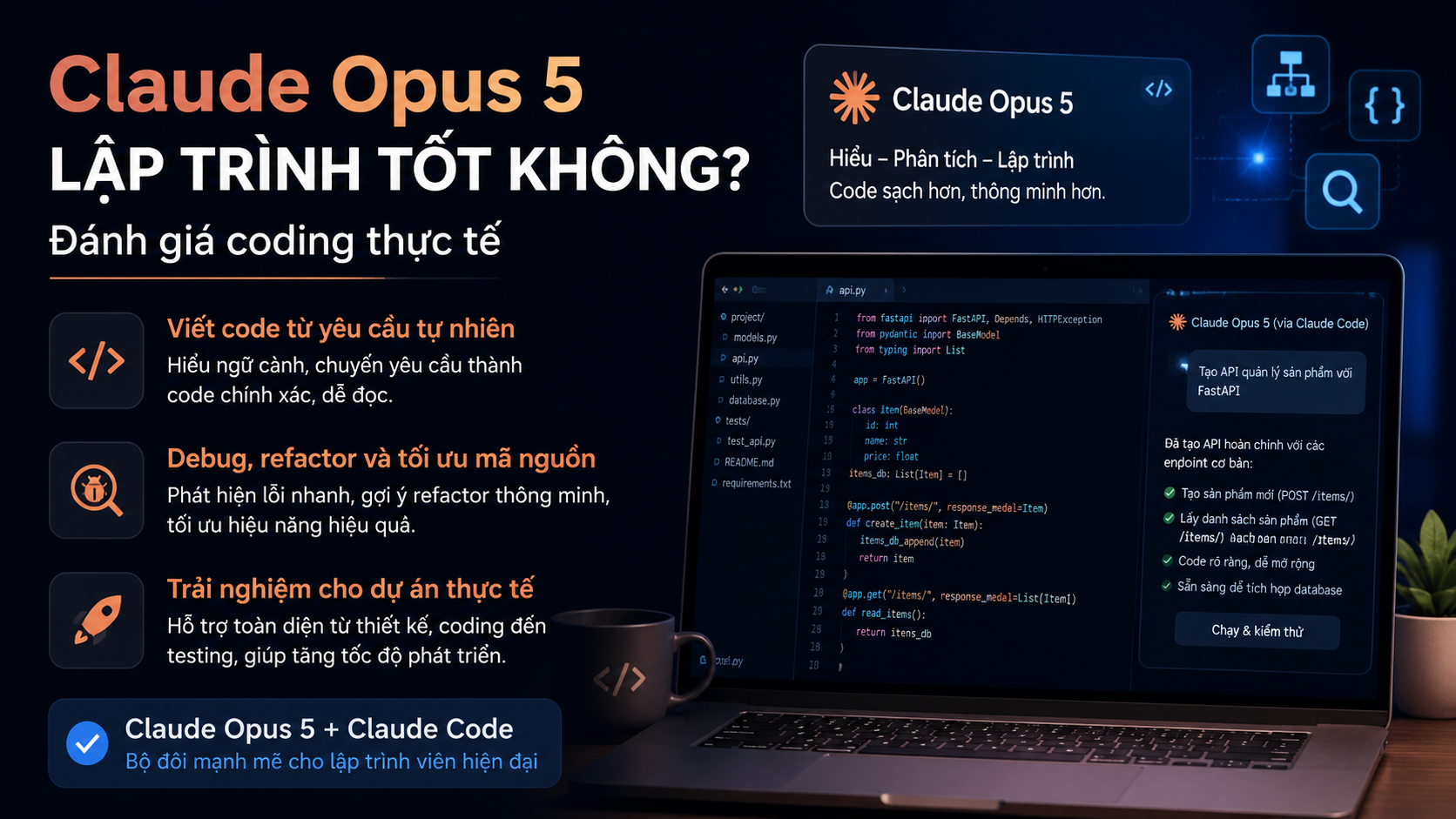 Claude Opus 5 lập trình tốt không? Đánh giá coding thực tế - Claude Opus 5 Claude CodeClaude Opus 5 codingClaude Opus 5 có miễn phí khôngcách sử dụng Claude Opus 5Claude Opus 5 APIgiá Claude Opus 5Claude Opus 5 vs Fable 5Claude Opus 5 vs Sonnet 5Claude Opus 5 vs Opus 4.8Claude Opus 5 có gì mớiđánh giá Claude Opus 5Claude Opus 5 ra mắtClaude Opus 5 là gì, Claude Opus 5, Anthropic Opus 5Claude Opus 5 mới, Anthropic ra mắt Claude Opus 5review Claude Opus 5, Claude Opus 5 có tốt khôngtính năng Claude Opus 5, Claude Opus 5 mới nhấtso sánh Claude Opus 5, Opus 5 và Opus 4.8so sánh Opus 5 và Sonnet 5, Claude Sonnet 5Opus 5 và Fable 5, so sánh Claude 5Claude Opus 5 pricing, giá API Claude Opus 5API Claude Opus 5, claude-opus-5 APIhướng dẫn Claude Opus 5, dùng Claude Opus 5tài khoản Claude Opus 5, gói Claude Opus 5Claude Opus 5 lập trình, AI viết code ClaudeClaude Code Opus 5, coding agent Claude