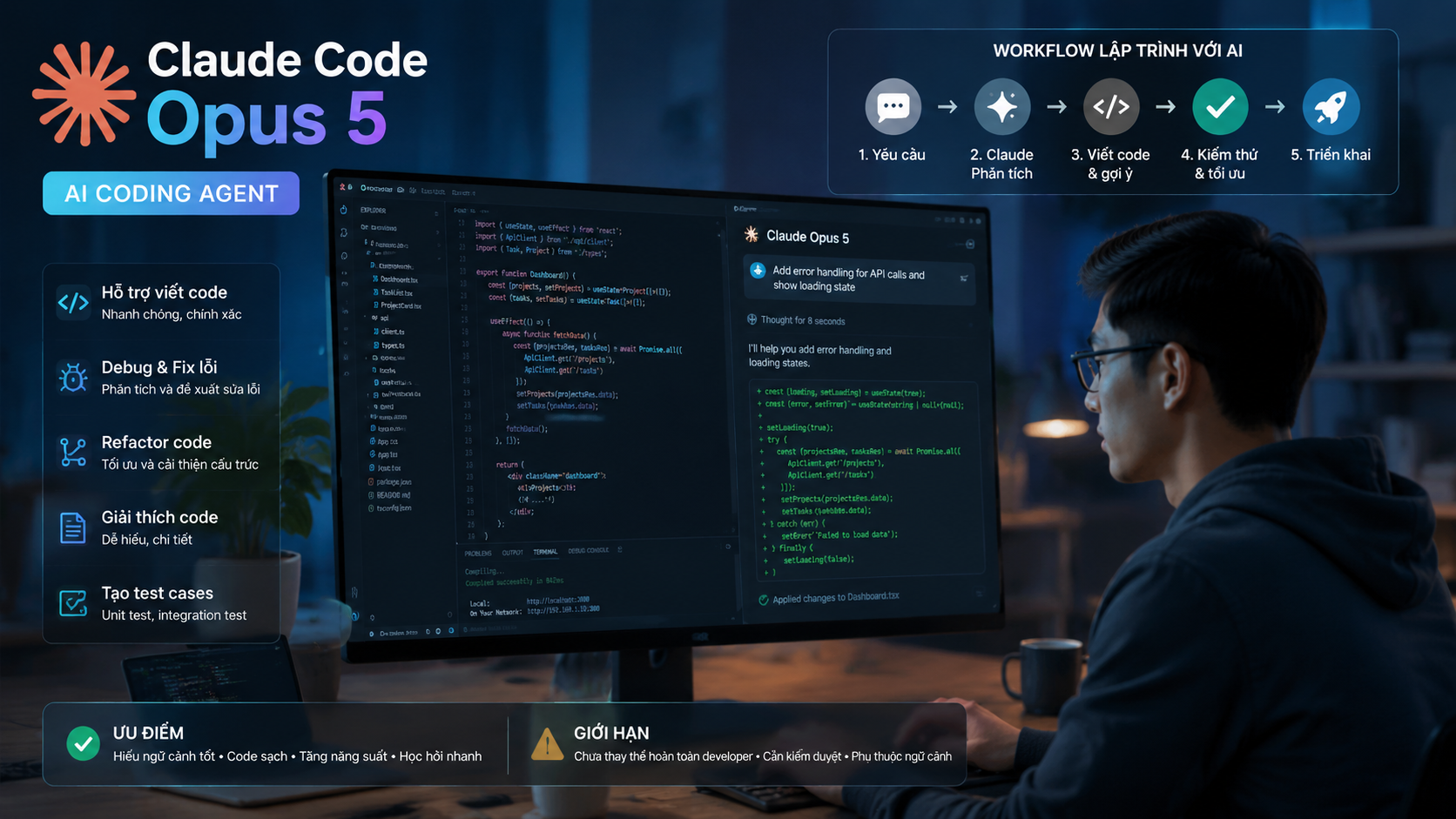 Trải nghiệm Claude Code Opus 5 trong quy trình phát triển phần mềm - Claude Opus 5 Claude CodeClaude Opus 5 codingClaude Opus 5 có miễn phí khôngcách sử dụng Claude Opus 5Claude Opus 5 APIgiá Claude Opus 5Claude Opus 5 vs Fable 5Claude Opus 5 vs Sonnet 5Claude Opus 5 vs Opus 4.8Claude Opus 5 có gì mớiđánh giá Claude Opus 5Claude Opus 5 ra mắtClaude Opus 5 là gì, Claude Opus 5, Anthropic Opus 5Claude Opus 5 mới, Anthropic ra mắt Claude Opus 5review Claude Opus 5, Claude Opus 5 có tốt khôngtính năng Claude Opus 5, Claude Opus 5 mới nhấtso sánh Claude Opus 5, Opus 5 và Opus 4.8so sánh Opus 5 và Sonnet 5, Claude Sonnet 5Opus 5 và Fable 5, so sánh Claude 5Claude Opus 5 pricing, giá API Claude Opus 5API Claude Opus 5, claude-opus-5 APIhướng dẫn Claude Opus 5, dùng Claude Opus 5tài khoản Claude Opus 5, gói Claude Opus 5Claude Opus 5 lập trình, AI viết code ClaudeClaude Code Opus 5, coding agent Claude