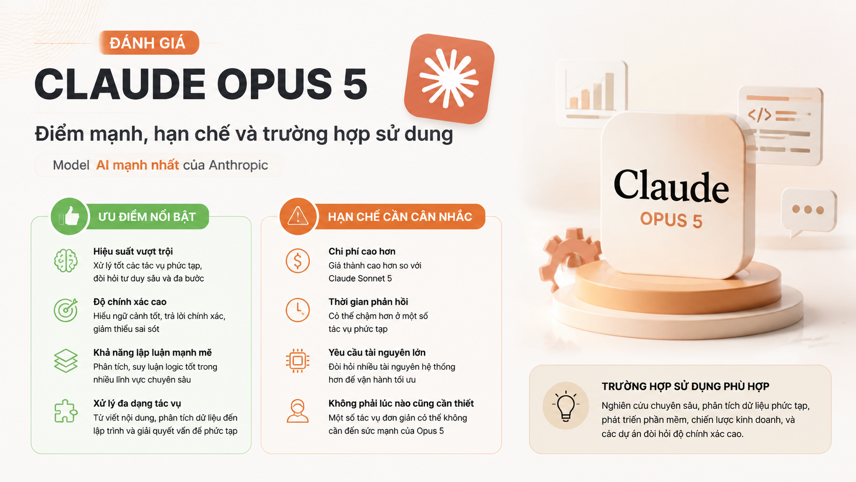 Đánh giá Claude Opus 5: Điểm mạnh, hạn chế và trường hợp sử dụng - Claude Opus 5 vs Fable 5Claude Opus 5 vs Sonnet 5Claude Opus 5 vs Opus 4.8Claude Opus 5 có gì mớiđánh giá Claude Opus 5Claude Opus 5 ra mắtClaude Opus 5 là gì, Claude Opus 5, Anthropic Opus 5Claude Opus 5 mới, Anthropic ra mắt Claude Opus 5review Claude Opus 5, Claude Opus 5 có tốt khôngtính năng Claude Opus 5, Claude Opus 5 mới nhấtso sánh Claude Opus 5, Opus 5 và Opus 4.8so sánh Opus 5 và Sonnet 5, Claude Sonnet 5Opus 5 và Fable 5, so sánh Claude 5