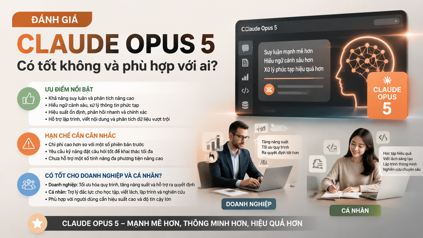 Đánh giá Claude Opus 5: Có tốt không và phù hợp với ai? - Claude Opus 5 vs Opus 4.8Claude Opus 5 có gì mớiđánh giá Claude Opus 5Claude Opus 5 ra mắtClaude Opus 5 là gì, Claude Opus 5, Anthropic Opus 5Claude Opus 5 mới, Anthropic ra mắt Claude Opus 5review Claude Opus 5, Claude Opus 5 có tốt khôngtính năng Claude Opus 5, Claude Opus 5 mới nhấtso sánh Claude Opus 5, Opus 5 và Opus 4.8
