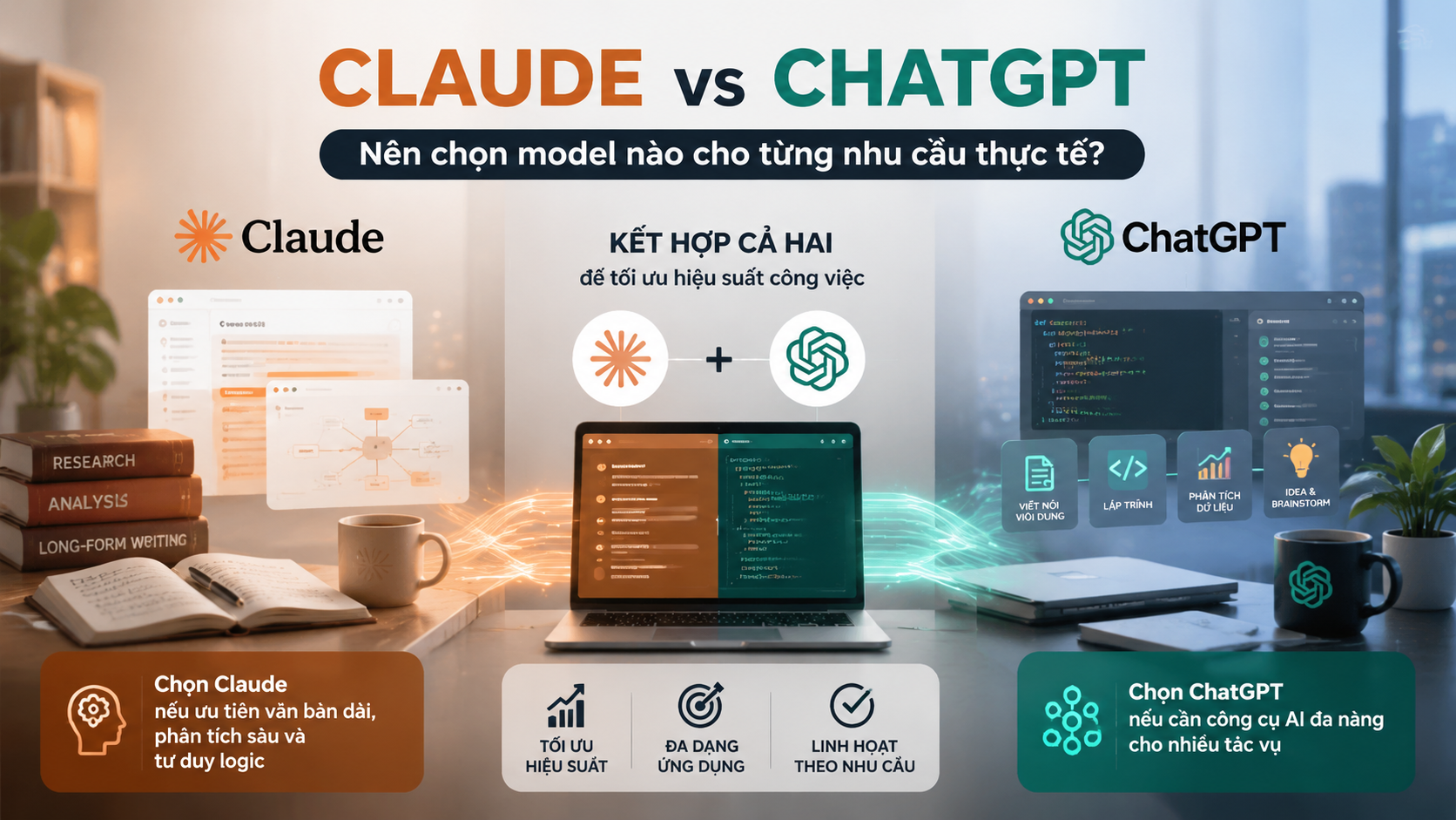 Claude hay ChatGPT: Nên chọn model nào cho từng nhu cầu thực tế? - Claude vs ChatGPT, so sánh Claude và ChatGPT
