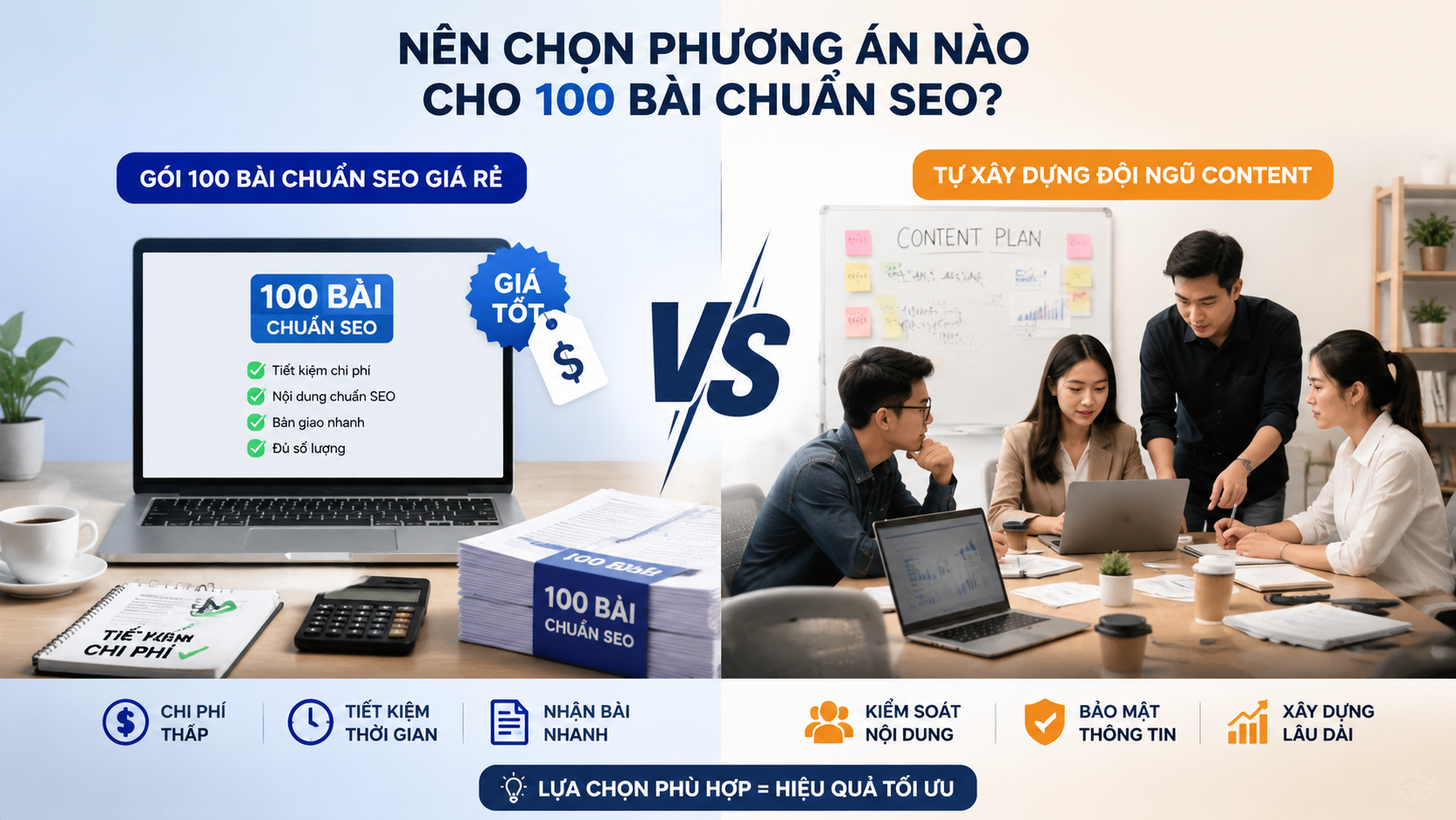 So sánh gói 100 bài chuẩn SEO giá rẻ với tự xây dựng đội ngũ content - gói 100 bài chuẩn SEO