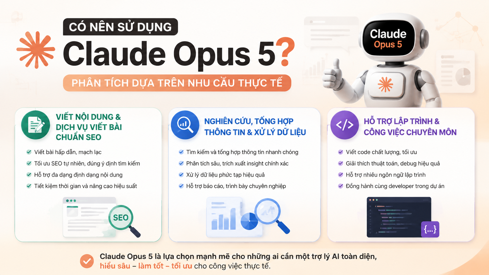 Có nên sử dụng Claude Opus 5? Phân tích dựa trên nhu cầu thực tế - dịch vụ viết bài chuẩn SEO