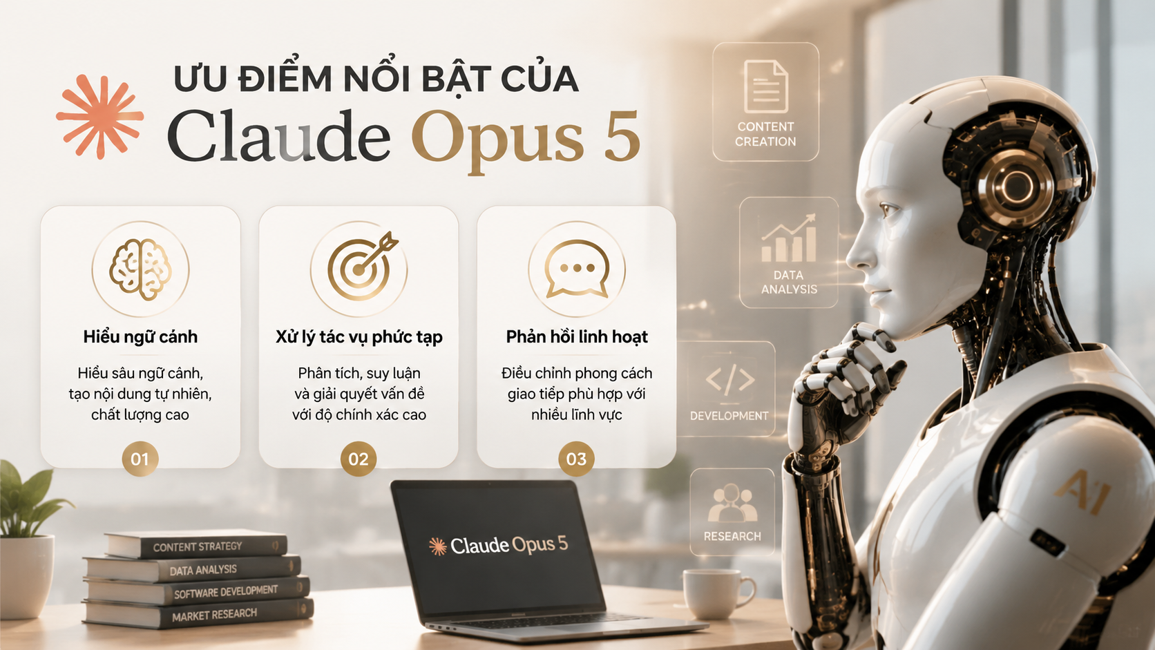 Ưu điểm nổi bật của Claude Opus 5 - dịch vụ viết bài chuẩn SEO