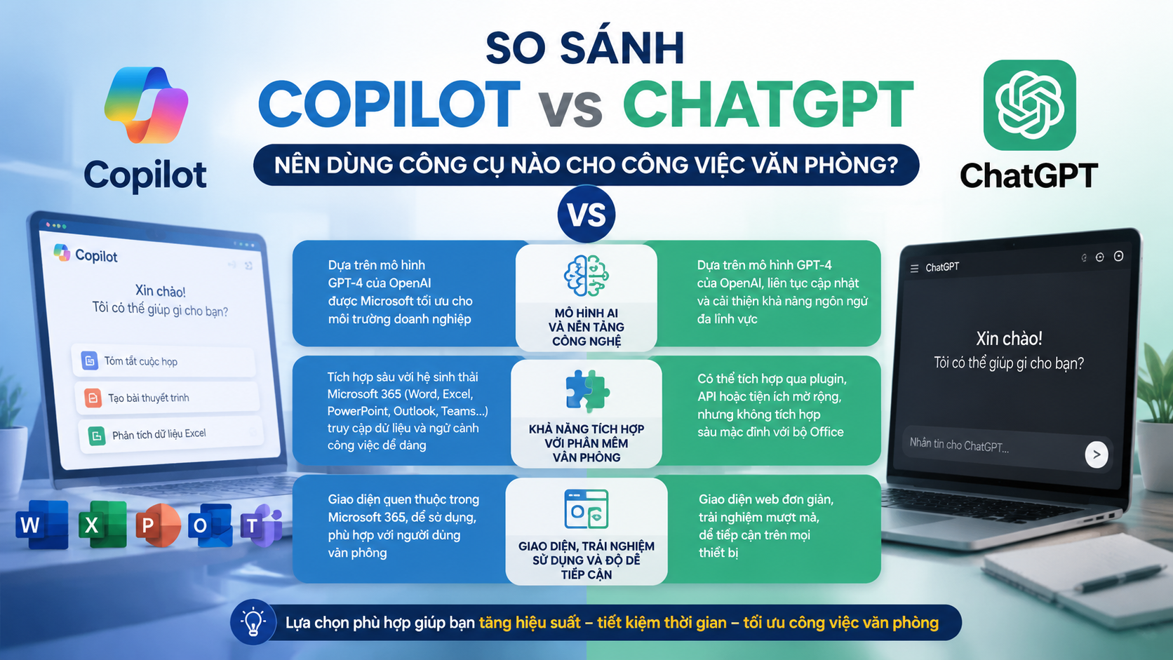 So sánh Copilot ChatGPT: Khác biệt cốt lõi giữa hai công cụ AI So sánh Copilot ChatGPT: Khác biệt cốt lõi giữa hai công cụ AI - Copilot vs ChatGPT, so sánh Copilot ChatGPT