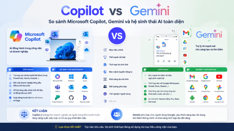 Copilot vs Gemini: So sánh Microsoft Copilot Gemini và hệ sinh thái AI toàn diện - Copilot vs Gemini, so sánh Microsoft Copilot Gemini