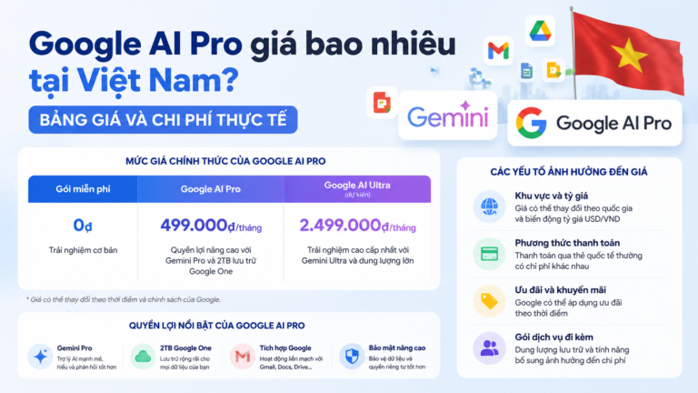 Google AI Pro giá bao nhiêu tại Việt Nam? Bảng giá chi tiết - đăng ký google ai pro, cách mua google ai pro, đăng ký gemini pro