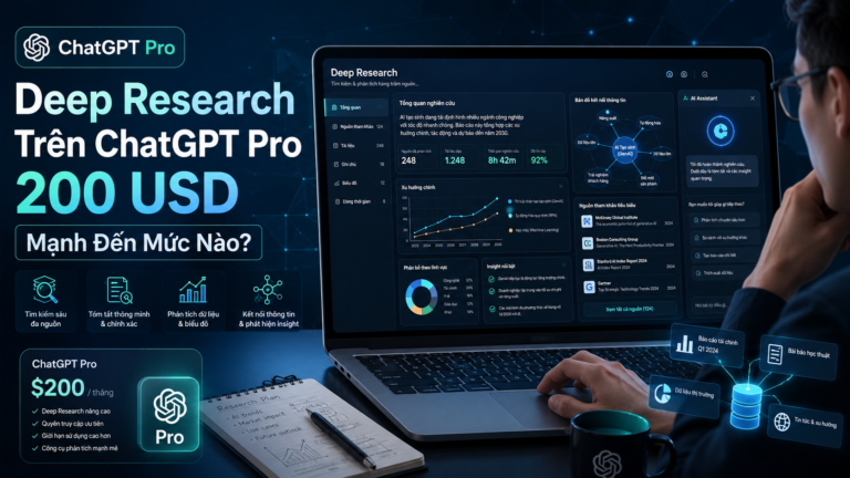 Deep Research Trên ChatGPT Pro 200 USD Mạnh Đến Mức Nào? - ChatGPT Deep Research, Pro Deep Research, AI nghiên cứu, ChatGPT phân tích chuyên sâu