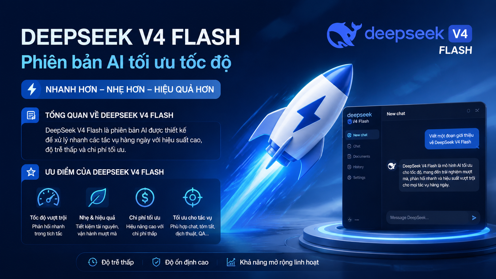 DeepSeek V4 Flash là gì? Phiên bản AI tối ưu tốc độ - DeepSeek V4 là gì, DeepSeek V4 Pro, DeepSeek V4 Flash