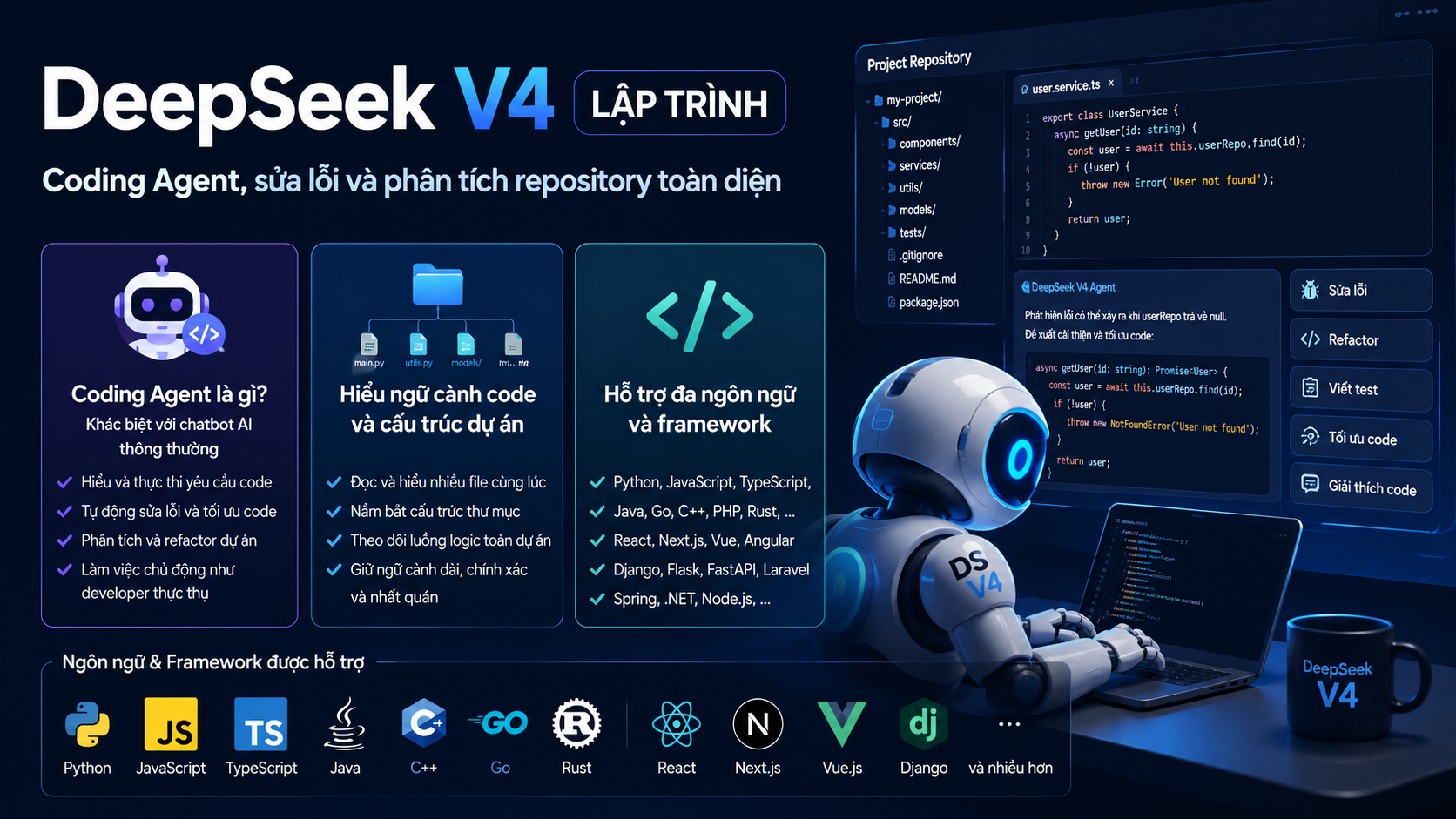 DeepSeek V4 cho lập trình là gì? Tổng quan về khả năng AI code agent DeepSeek V4 cho lập trình là gì? Tổng quan về khả năng AI code agent - DeepSeek V4 lập trình, DeepSeek coding, AI code agent