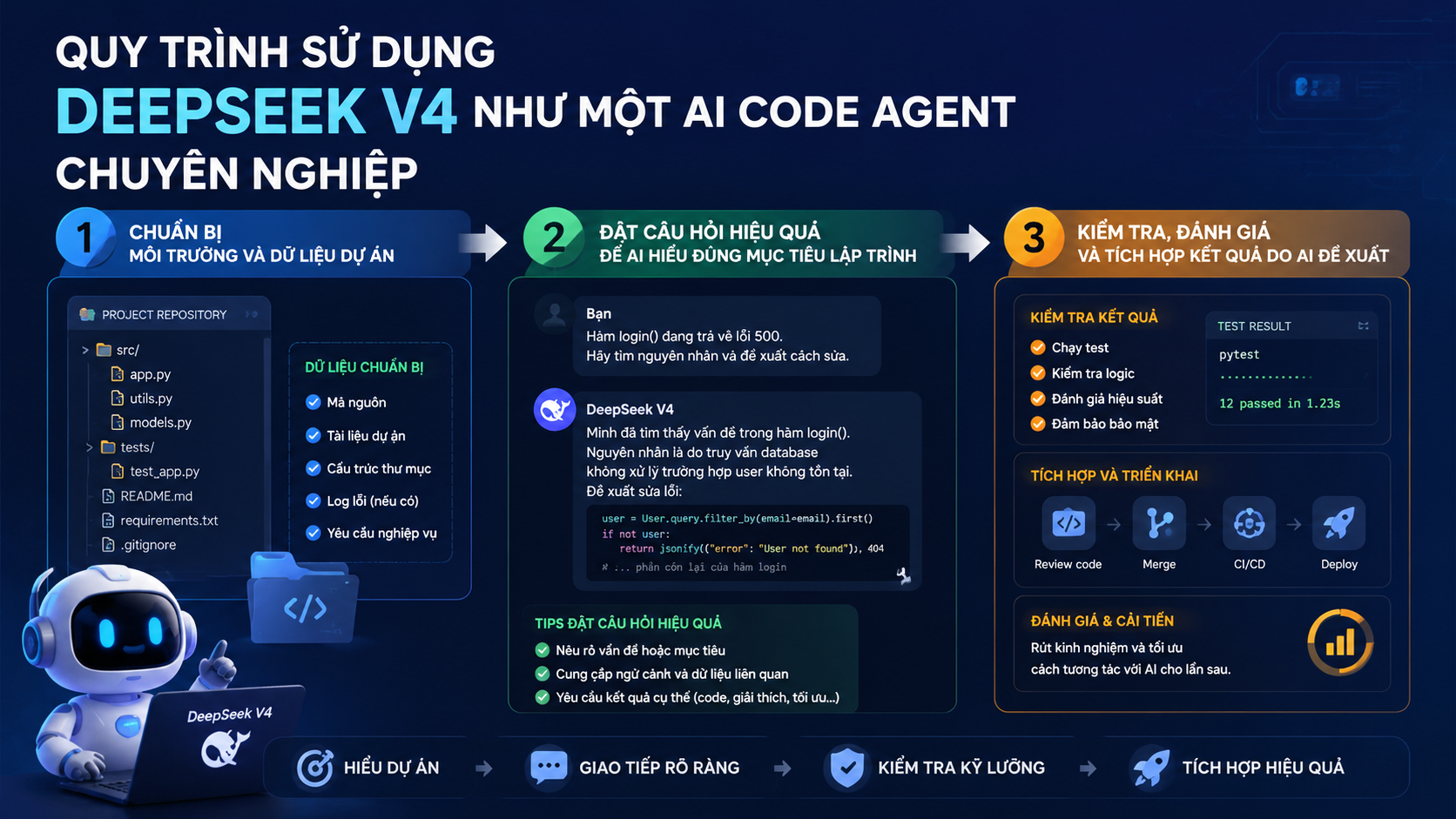 Quy trình sử dụng DeepSeek V4 như một AI code agent chuyên nghiệp Quy trình sử dụng DeepSeek V4 như một AI code agent chuyên nghiệp - DeepSeek V4 lập trình, DeepSeek coding, AI code agent