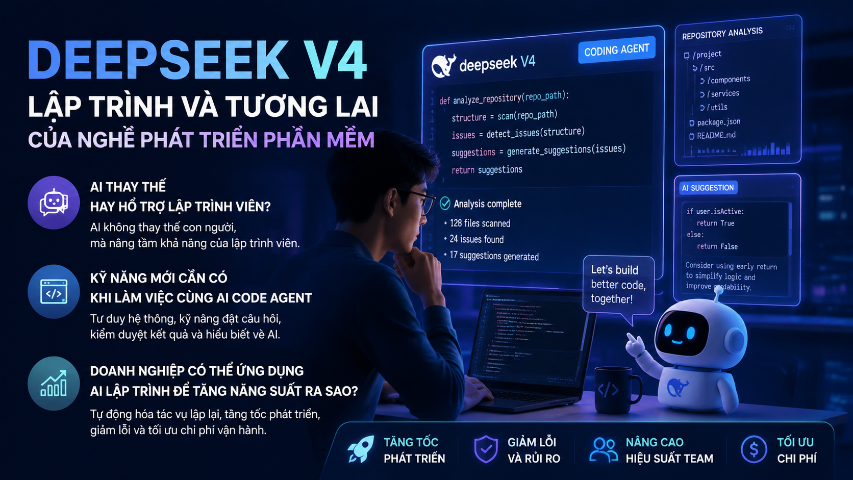 DeepSeek V4 lập trình và tương lai của nghề phát triển phần mềm DeepSeek V4 lập trình và tương lai của nghề phát triển phần mềm - DeepSeek V4 lập trình, DeepSeek coding, AI code agent