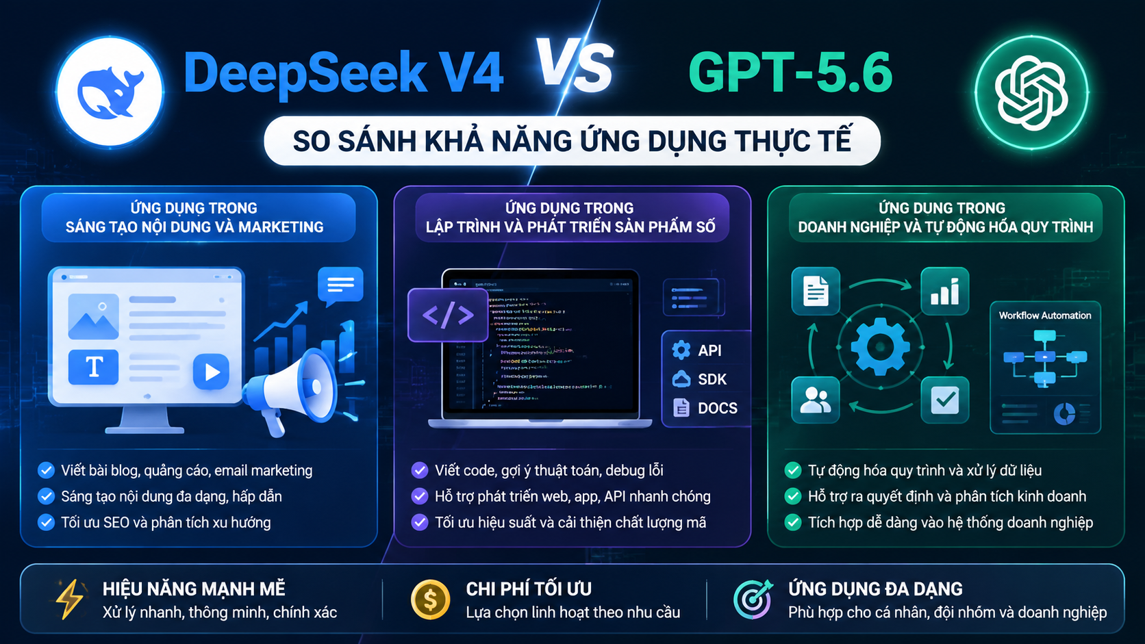 So sánh khả năng ứng dụng thực tế của DeepSeek V4 và GPT-5.6 - DeepSeek V4 vs GPT-5.6, so sánh DeepSeek GPT