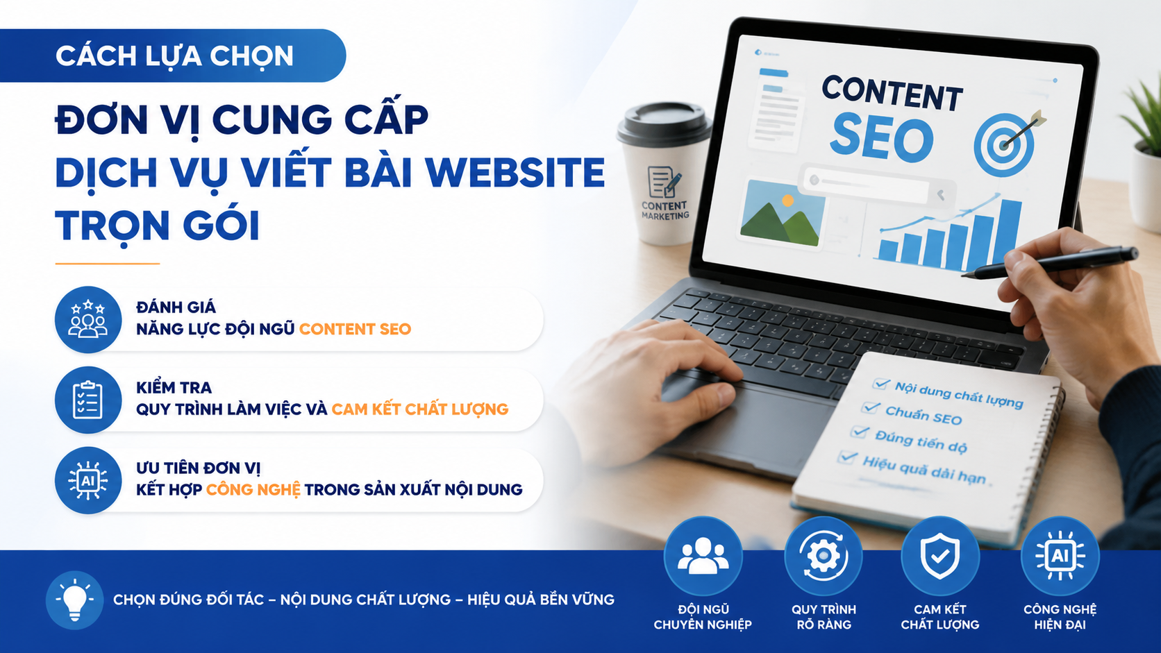 Cách lựa chọn đơn vị cung cấp dịch vụ viết bài website trọn gói - thuê ngoài content SEO