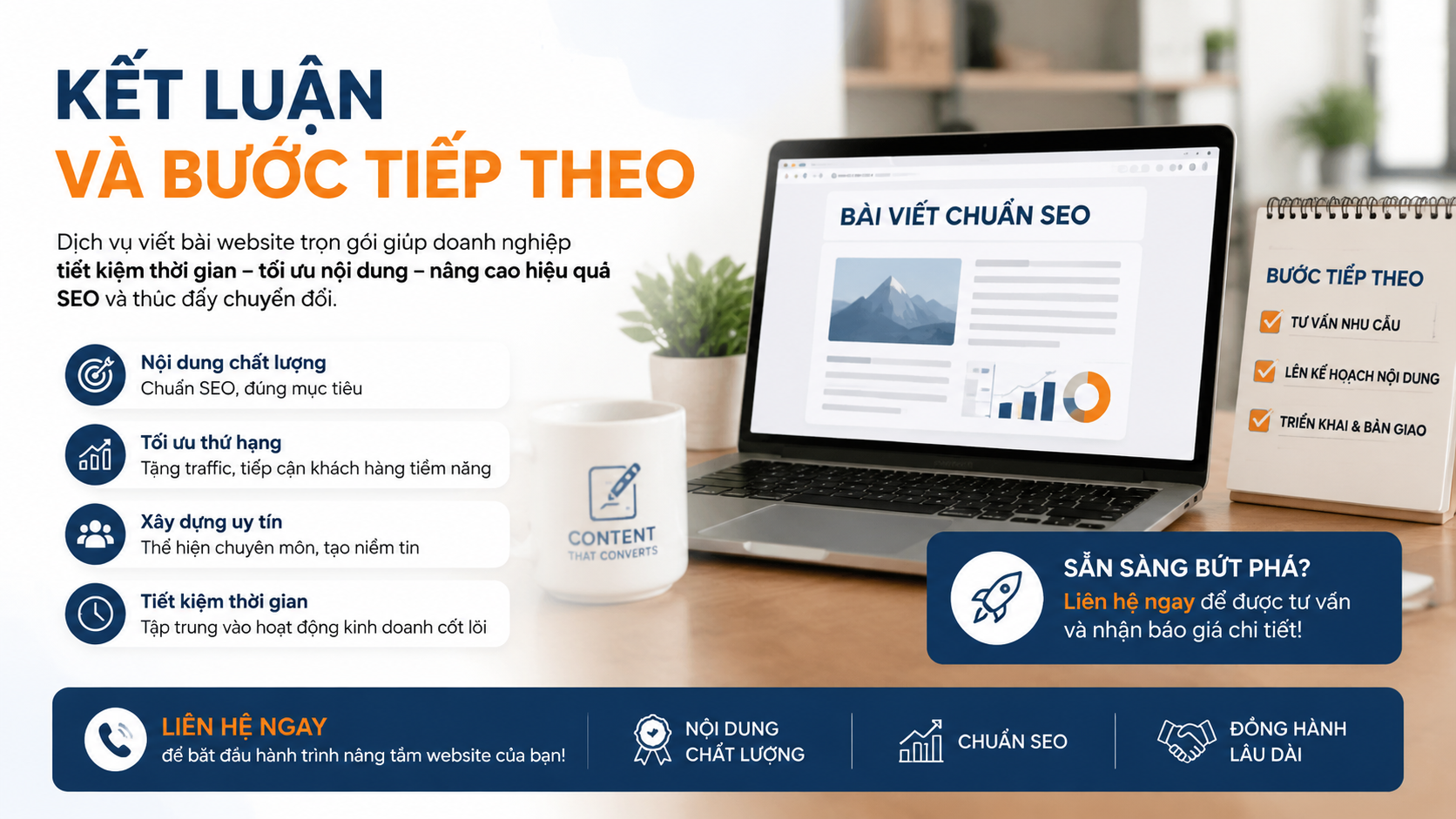 Kết luận và bước tiếp theo - thuê ngoài content SEO