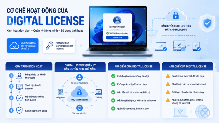 Cơ chế hoạt động của Digital License - Digital License và Product Key