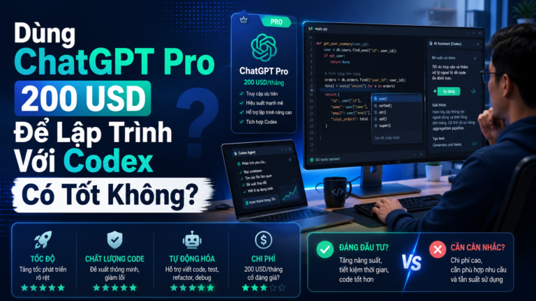 Dùng ChatGPT Pro 200 USD Để Lập Trình Với Codex Có Tốt Không? - ChatGPT Pro Codex, Codex lập trình, AI viết code, ChatGPT cho lập trình viên