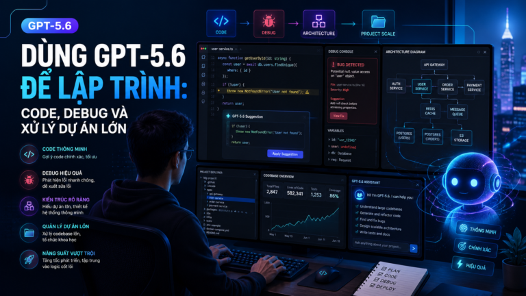 Dùng GPT-5.6 Để Lập Trình: Code, Debug Và Xử Lý Dự Án Lớn - GPT-5.6 coding, ChatGPT lập trình, AI viết code, GPT-5.6 Codex