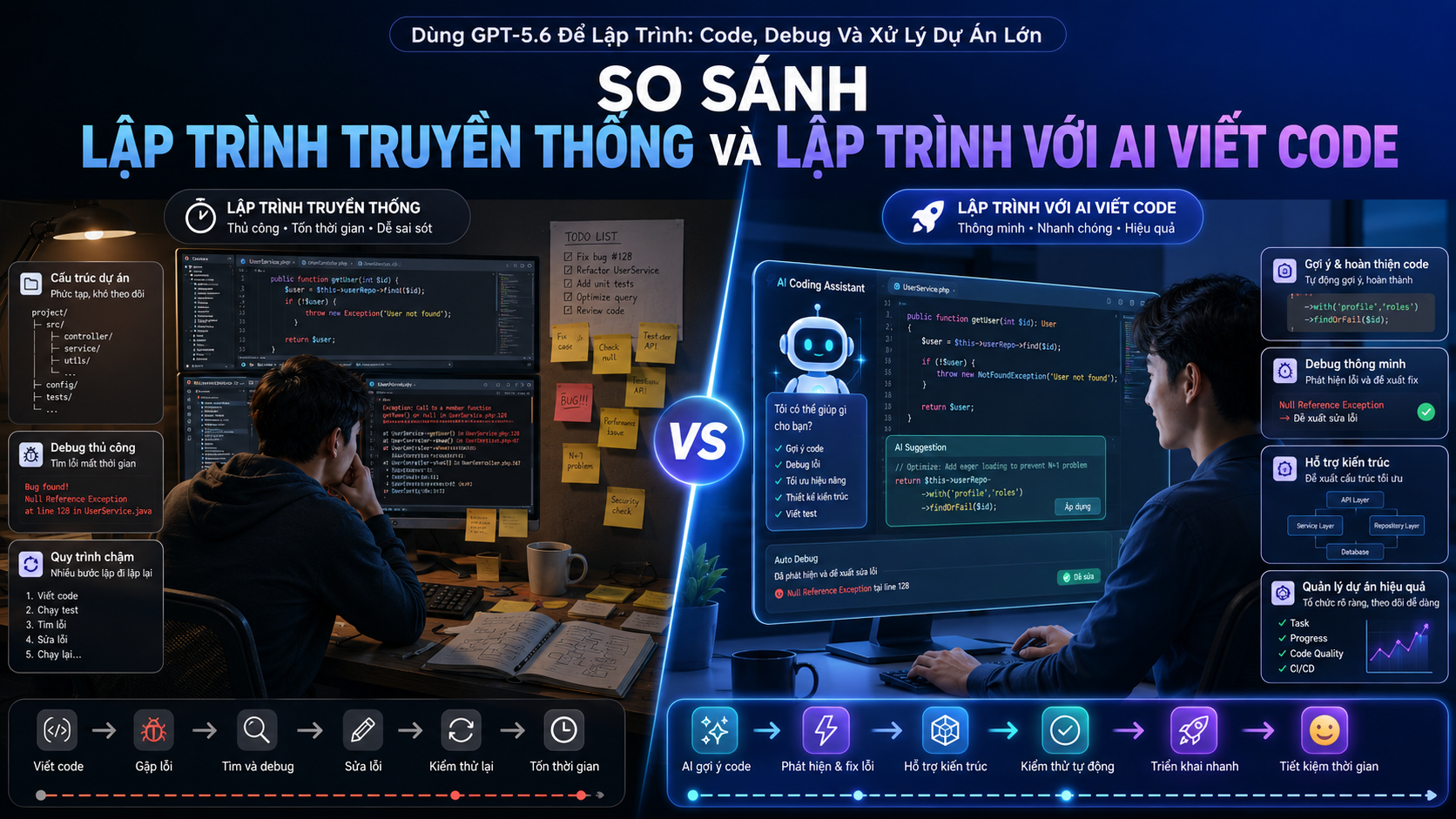 So sánh lập trình truyền thống và lập trình với AI viết code - GPT-5.6 coding, ChatGPT lập trình, AI viết code, GPT-5.6 Codex