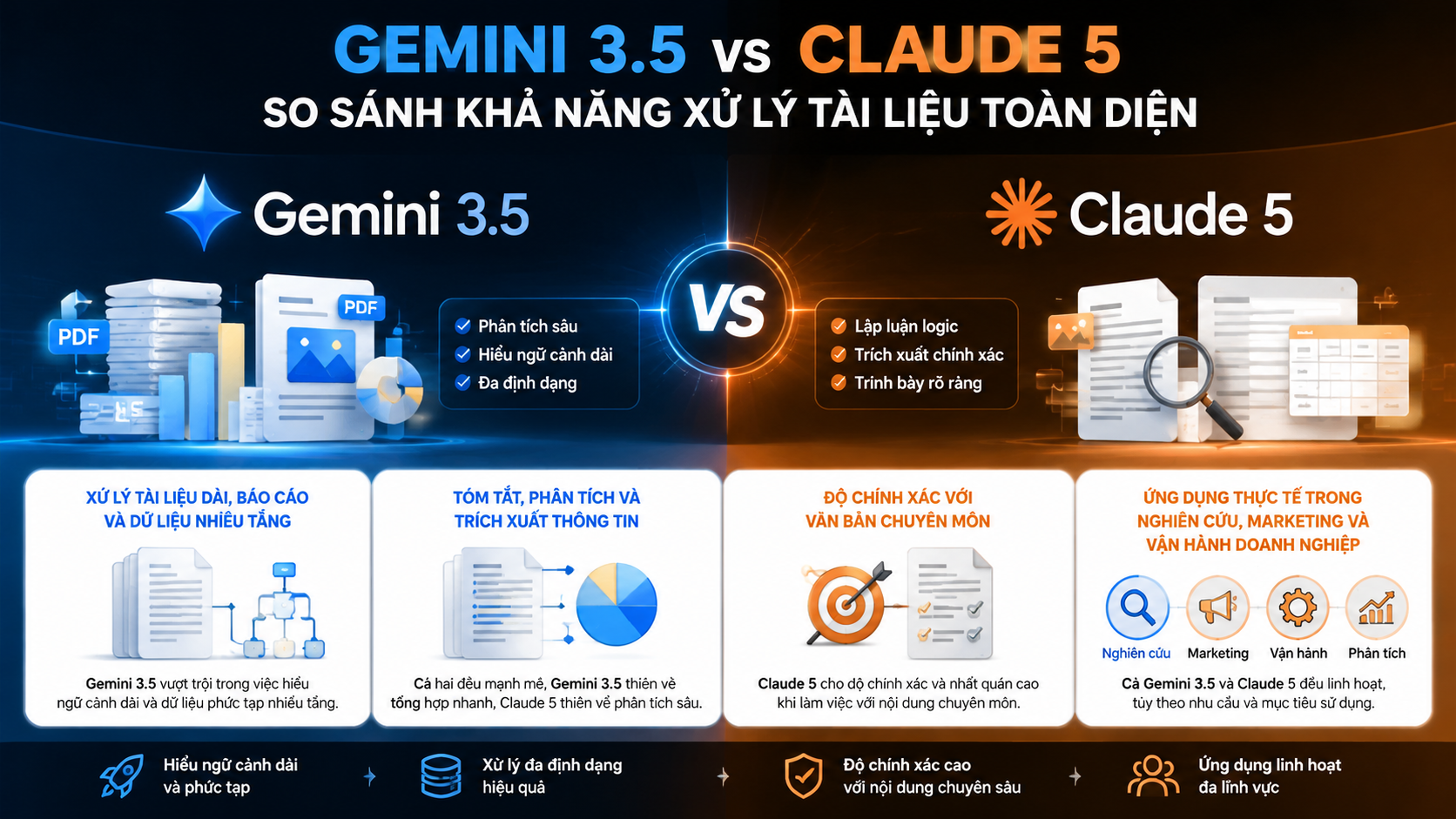 So sánh khả năng xử lý tài liệu giữa Gemini 3.5 và Claude 5 So sánh khả năng xử lý tài liệu giữa Gemini 3.5 và Claude 5 - Gemini 3.5 vs Claude 5, so sánh Gemini Claude