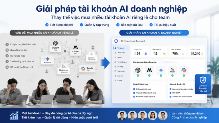 Giải pháp tài khoản AI doanh nghiệp: Thay thế việc mua nhiều tài khoản AI riêng lẻ cho team - giải pháp tài khoản AI doanh nghiệp, quản lý tài khoản AI, AI cho team