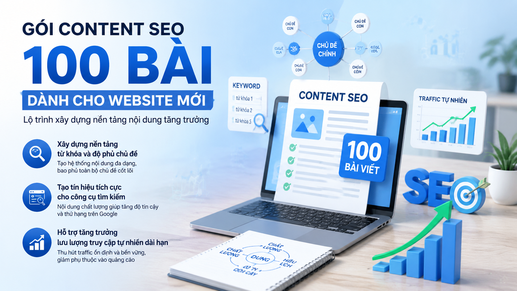 Vì sao website mới nên triển khai gói content SEO 100 bài? - 100 bài viết SEO