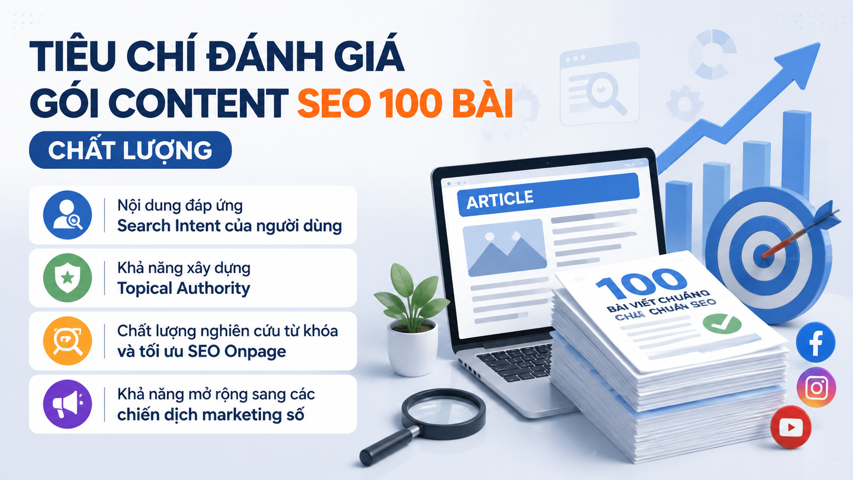 Tiêu chí đánh giá gói content SEO 100 bài chất lượng - 100 bài viết SEO