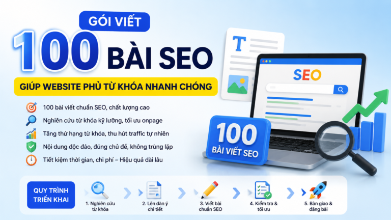 Gói viết 100 bài SEO giúp website phủ từ khóa nhanh chóng - bài viết SEO 7.900đ