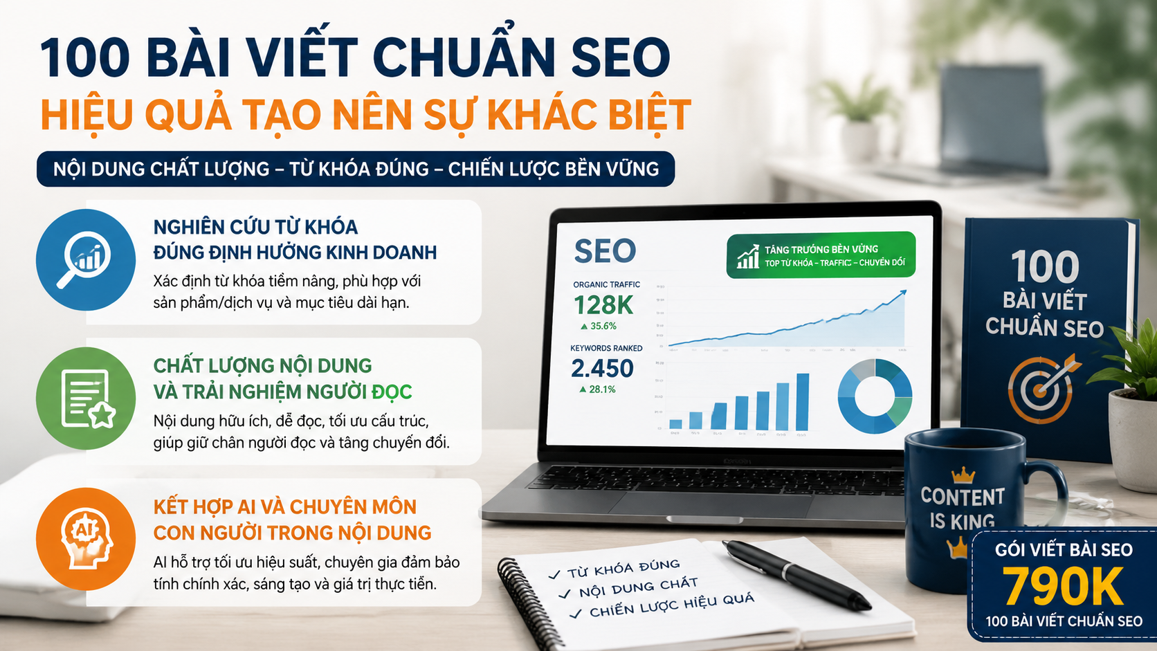 Những yếu tố quyết định hiệu quả của 100 bài viết SEO - gói viết bài SEO 790K