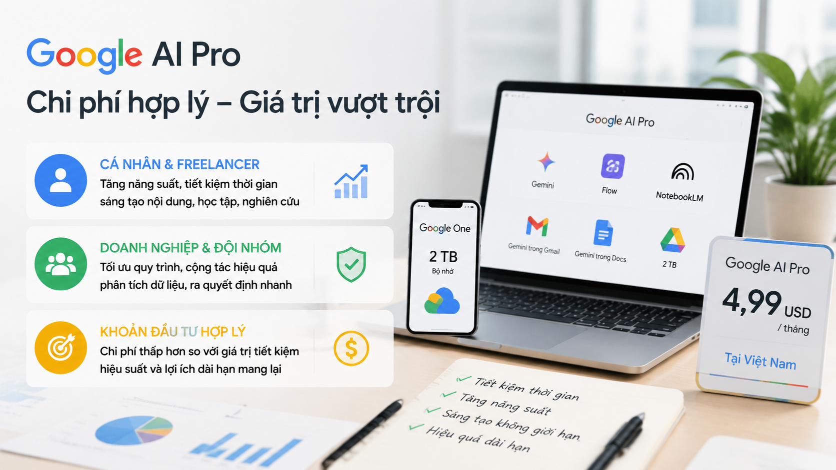 Phân tích chi phí Google AI Pro so với giá trị nhận được Phân tích chi phí Google AI Pro so với giá trị nhận được - google ai pro giá bao nhiêu