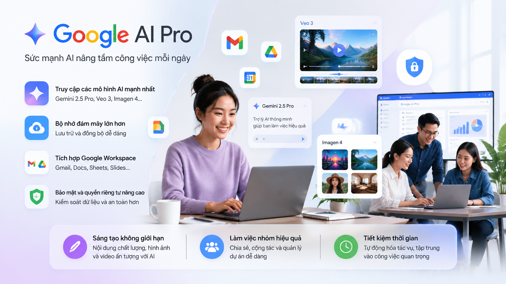 Quyền lợi khi sử dụng Google AI Pro cho cá nhân và doanh nghiệp Quyền lợi khi sử dụng Google AI Pro cho cá nhân và doanh nghiệp - google ai pro là gì