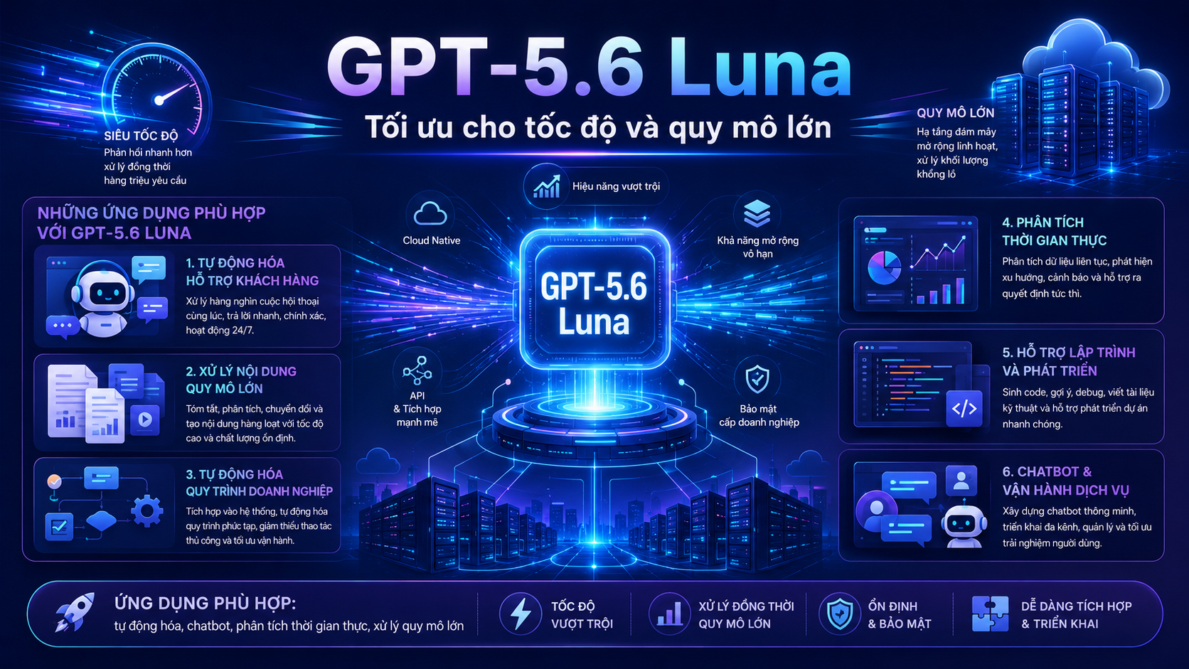 GPT-5.6 Luna: Tối ưu cho tốc độ và quy mô lớn - GPT-5.6, GPT-5.6 mới nhất, GPT-5.6 Sol, GPT-5.6 Terra, GPT-5.6 Luna