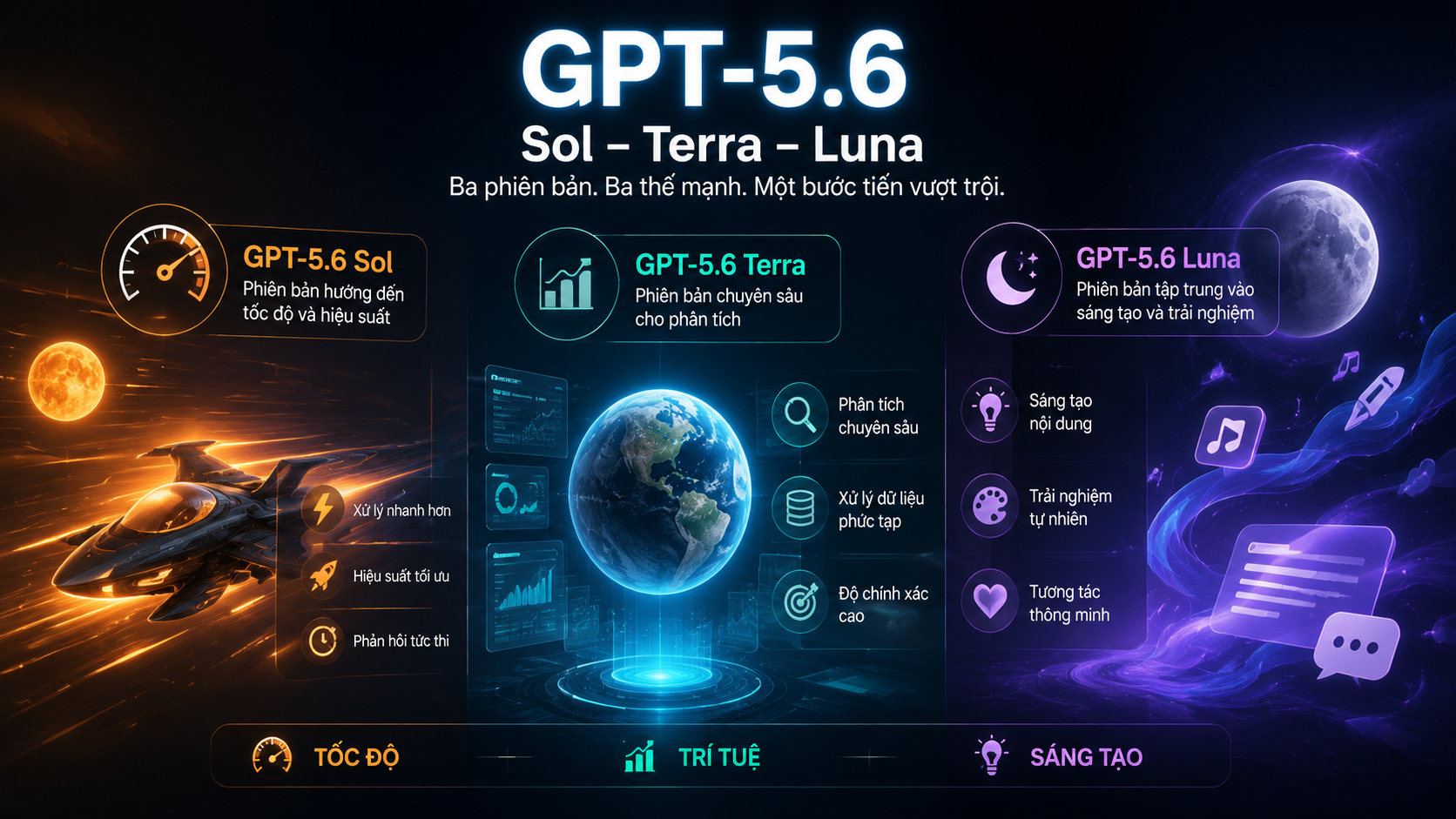 GPT-5.6 Sol, GPT-5.6 Terra và GPT-5.6 Luna là gì? GPT-5.6 Sol, GPT-5.6 Terra và GPT-5.6 Luna là gì? - GPT-5.6 là gì, GPT-5.6 Sol, GPT-5.6 Terra, GPT-5.6 Luna