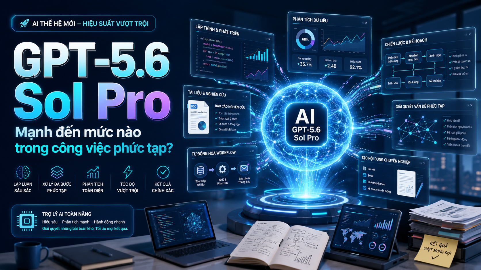 GPT-5.6 Sol Pro Mạnh Đến Mức Nào Trong Công Việc Phức Tạp? - GPT-5.6 Sol Pro, ChatGPT Pro 5.6, AI làm việc chuyên nghiệp, reasoning model