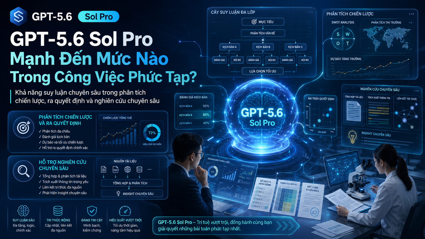 Khả năng suy luận chuyên sâu của GPT-5.6 Sol Pro trong công việc - GPT-5.6 Sol Pro, ChatGPT Pro 5.6, AI làm việc chuyên nghiệp, reasoning model