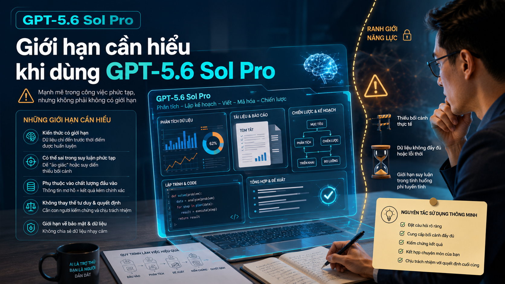 Những giới hạn cần hiểu khi sử dụng GPT-5.6 Sol Pro - GPT-5.6 Sol Pro, ChatGPT Pro 5.6, AI làm việc chuyên nghiệp, reasoning model