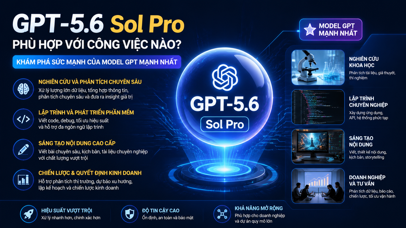 GPT-5.6 Sol Pro phù hợp với công việc nào? Khám phá sức mạnh của model GPT mạnh nhất - GPT-5.6 Sol Pro, GPT-5.6 Pro, model GPT mạnh nhất