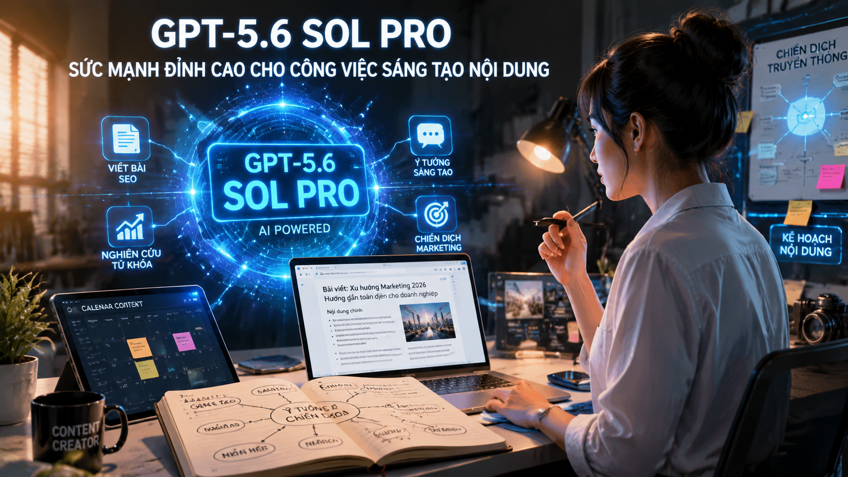 GPT-5.6 Sol Pro phù hợp với công việc sáng tạo nội dung như thế nào? - GPT-5.6 Sol Pro, GPT-5.6 Pro, model GPT mạnh nhất
