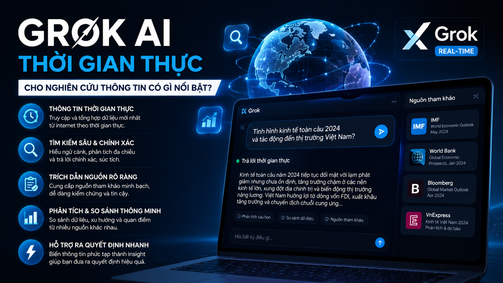 Grok AI thời gian thực cho nghiên cứu thông tin có gì nổi bật? - Grok AI thời gian thực, Grok search, Grok real-time