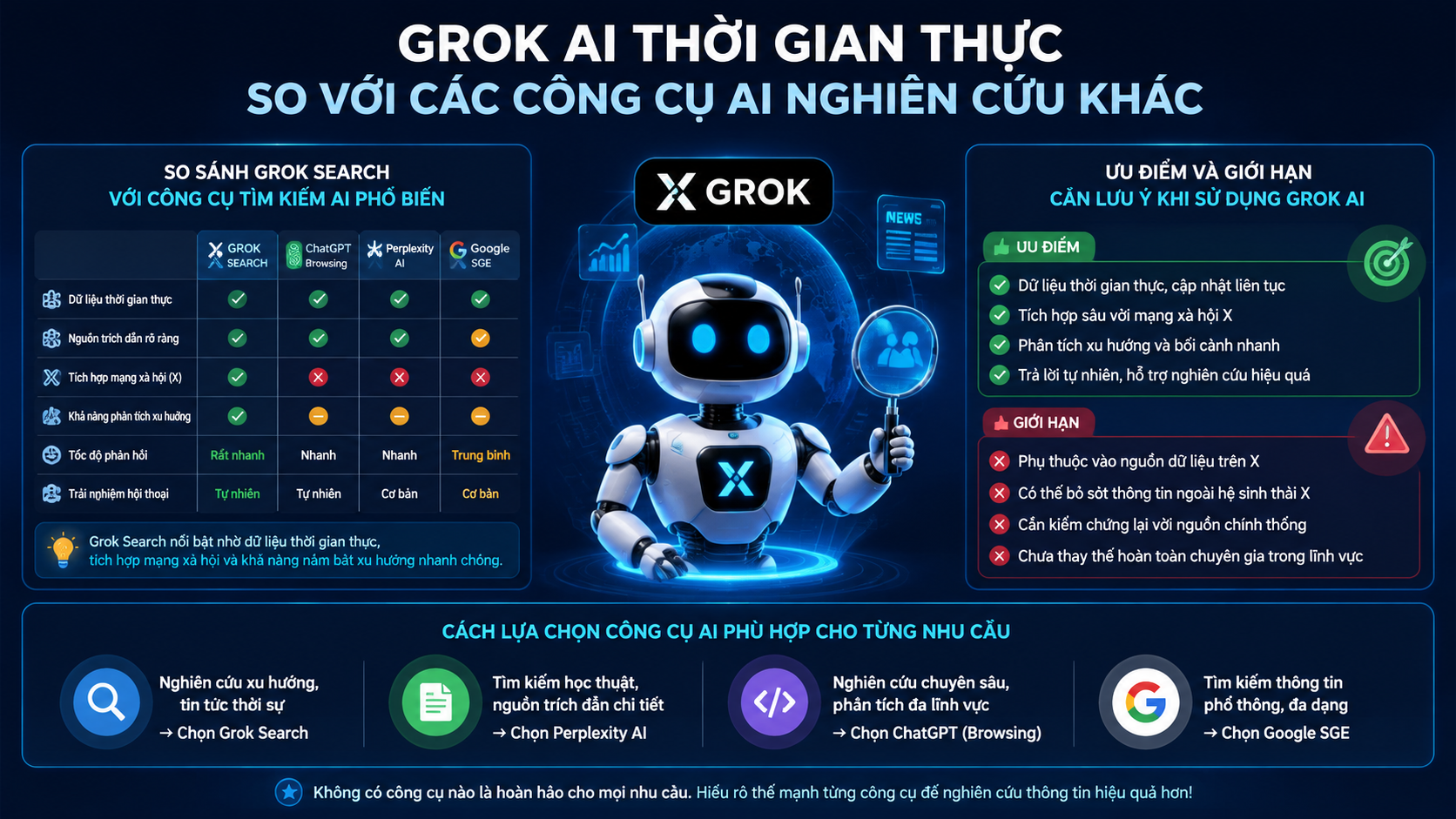 Grok AI thời gian thực so với các công cụ AI nghiên cứu khác Grok AI thời gian thực so với các công cụ AI nghiên cứu khác - Grok AI thời gian thực, Grok search, Grok real-time