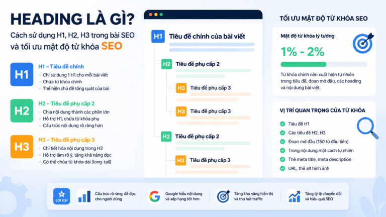 Heading là gì? Cách sử dụng H1, H2, H3 trong bài SEO và tối ưu mật độ từ khóa SEO - mật độ từ khóa SEO
