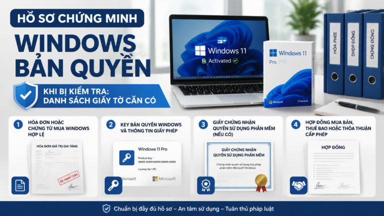 Hồ sơ chứng minh Windows bản quyền gồm những giấy tờ nào? - hồ sơ chứng minh Windows bản quyền