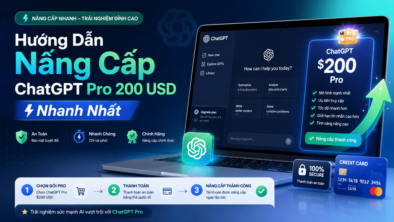 Hướng Dẫn Nâng Cấp ChatGPT Pro 200 USD Nhanh Nhất - cách mua ChatGPT Pro, nâng cấp ChatGPT Pro, đăng ký ChatGPT Pro, thanh toán ChatGPT