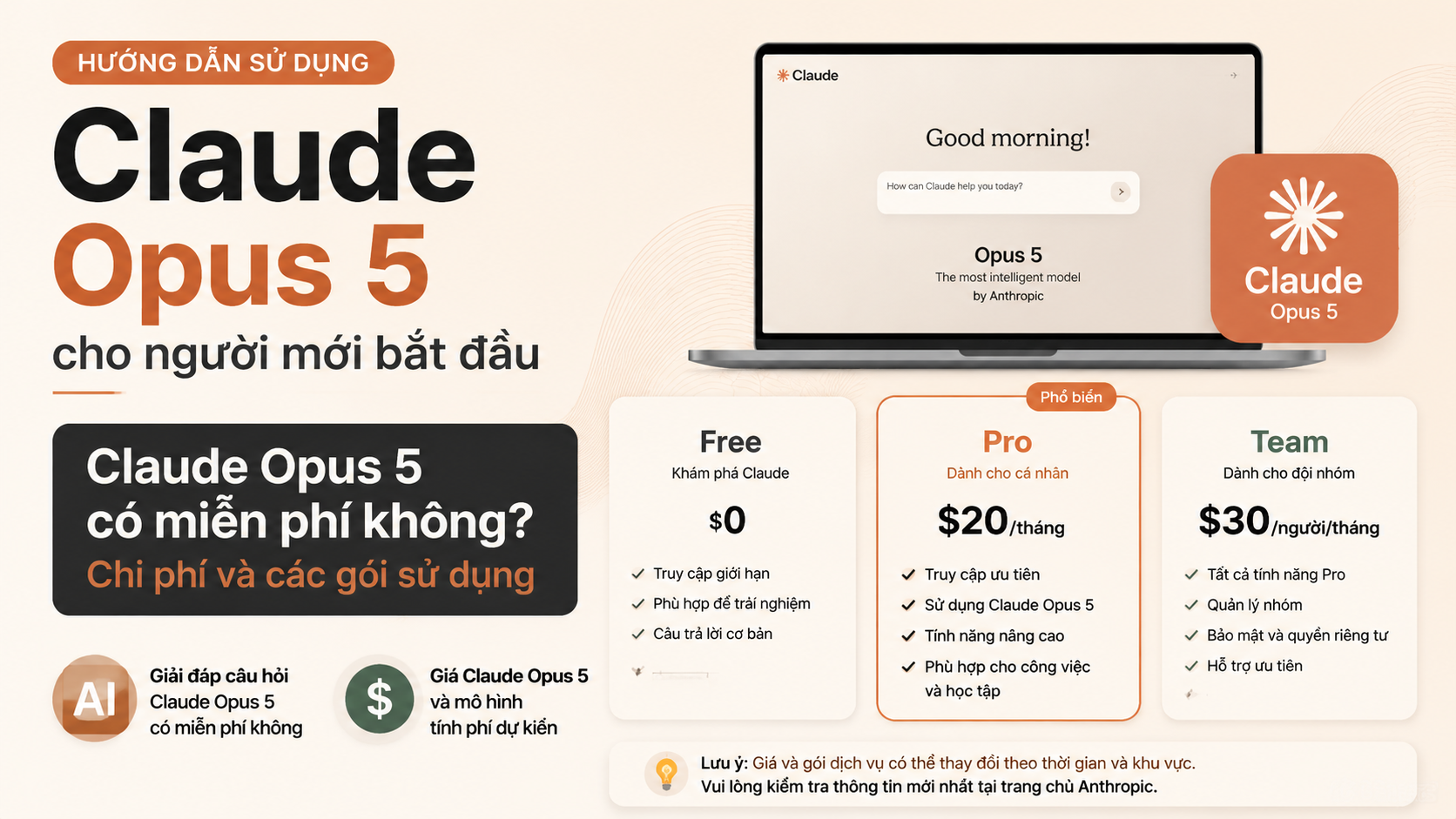 Claude Opus 5 có miễn phí không? Chi phí và các gói sử dụng - Claude Opus 5 có miễn phí khôngcách sử dụng Claude Opus 5Claude Opus 5 APIgiá Claude Opus 5Claude Opus 5 vs Fable 5Claude Opus 5 vs Sonnet 5Claude Opus 5 vs Opus 4.8Claude Opus 5 có gì mớiđánh giá Claude Opus 5Claude Opus 5 ra mắtClaude Opus 5 là gì, Claude Opus 5, Anthropic Opus 5Claude Opus 5 mới, Anthropic ra mắt Claude Opus 5review Claude Opus 5, Claude Opus 5 có tốt khôngtính năng Claude Opus 5, Claude Opus 5 mới nhấtso sánh Claude Opus 5, Opus 5 và Opus 4.8so sánh Opus 5 và Sonnet 5, Claude Sonnet 5Opus 5 và Fable 5, so sánh Claude 5Claude Opus 5 pricing, giá API Claude Opus 5API Claude Opus 5, claude-opus-5 APIhướng dẫn Claude Opus 5, dùng Claude Opus 5tài khoản Claude Opus 5, gói Claude Opus 5