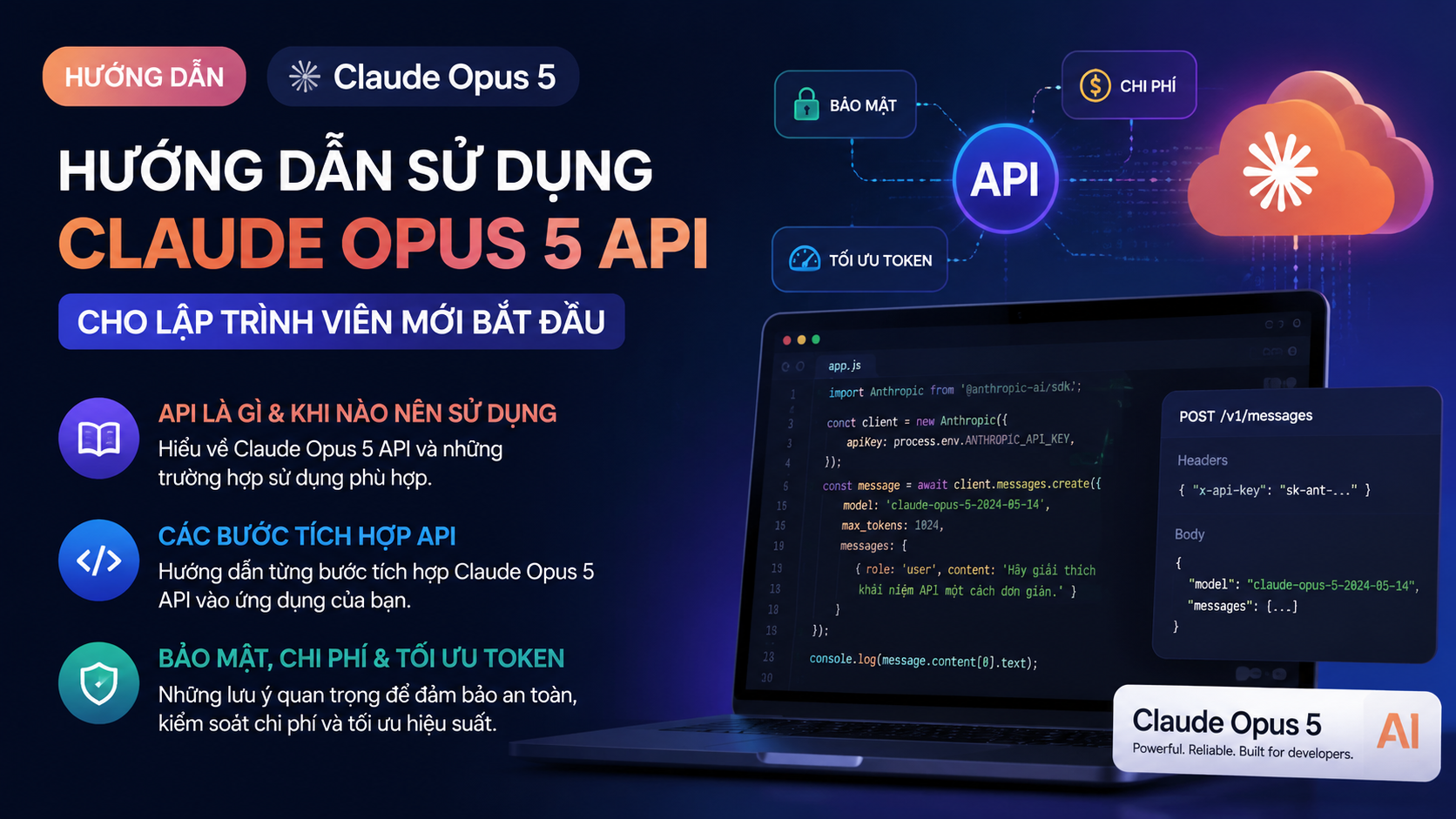 Hướng dẫn sử dụng Claude Opus 5 API cho lập trình viên - Claude Opus 5 có miễn phí khôngcách sử dụng Claude Opus 5Claude Opus 5 APIgiá Claude Opus 5Claude Opus 5 vs Fable 5Claude Opus 5 vs Sonnet 5Claude Opus 5 vs Opus 4.8Claude Opus 5 có gì mớiđánh giá Claude Opus 5Claude Opus 5 ra mắtClaude Opus 5 là gì, Claude Opus 5, Anthropic Opus 5Claude Opus 5 mới, Anthropic ra mắt Claude Opus 5review Claude Opus 5, Claude Opus 5 có tốt khôngtính năng Claude Opus 5, Claude Opus 5 mới nhấtso sánh Claude Opus 5, Opus 5 và Opus 4.8so sánh Opus 5 và Sonnet 5, Claude Sonnet 5Opus 5 và Fable 5, so sánh Claude 5Claude Opus 5 pricing, giá API Claude Opus 5API Claude Opus 5, claude-opus-5 APIhướng dẫn Claude Opus 5, dùng Claude Opus 5tài khoản Claude Opus 5, gói Claude Opus 5
